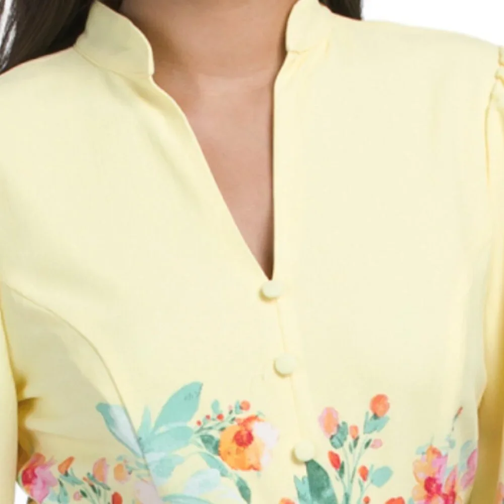 TAHARI ASL Long Sleeve Belted Floral Mini Dress - Picture 3 of 5